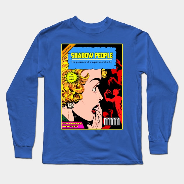 shadow people retro comic Long Sleeve T-Shirt by theanomalius_merch